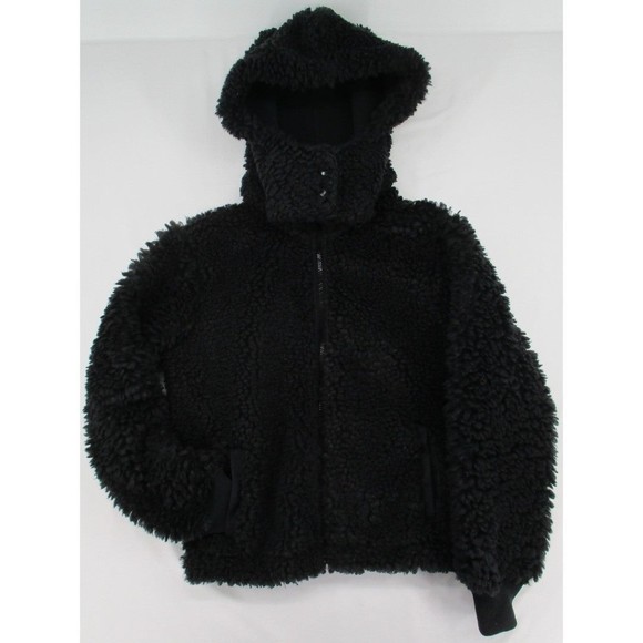 Abercrombie & Fitch Jackets & Blazers - Abercrombie Black Sherpa Hooded Teddy Jacket S